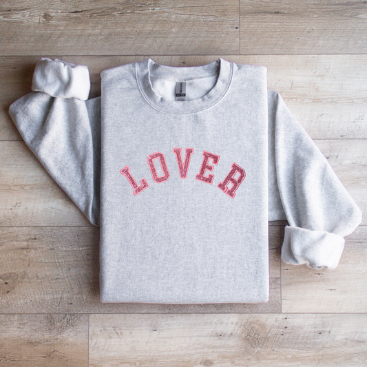 LOVE Varsity Glitter Embroidered Crew