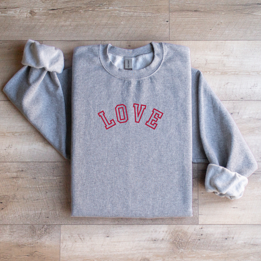 LOVE Varsity Letter Embroidered Crew