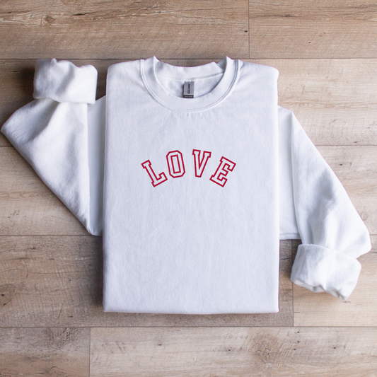 LOVE Varsity Letter Embroidered Crew