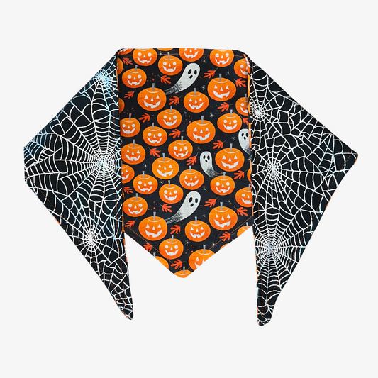 "Pumpkin Haunts & Webbed Spooks" Dog Bandana