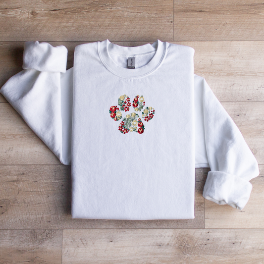 Floral Paw Print Crewneck Sweatshirt