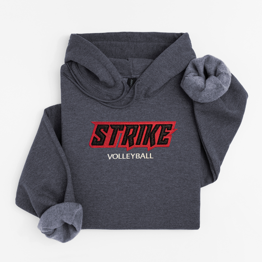 Strike Volleyball Club Exclusive Hoodie – Black Glitter with Red Embroidered Outline