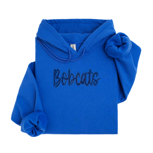 Bobcat Blue Script Hoodie Sweatshirt