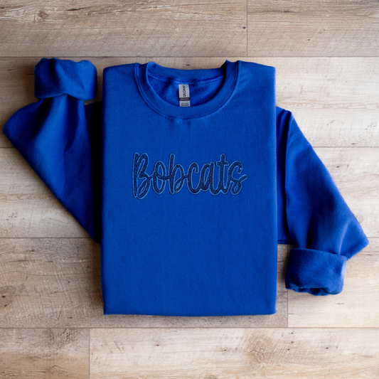 Bobcat Blue Script Crewneck Sweatshirt