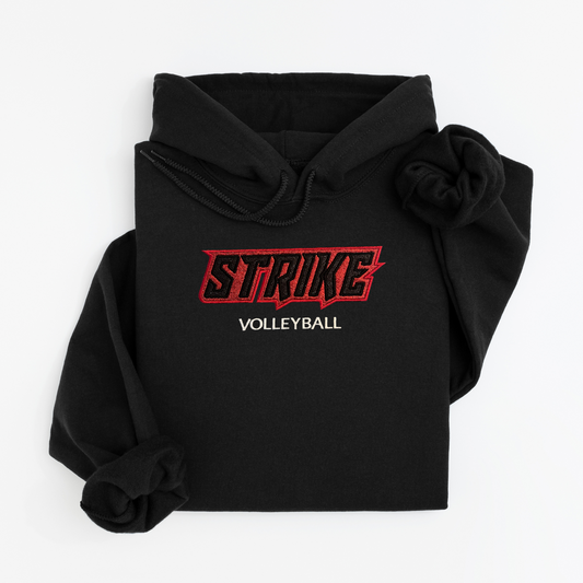 Strike Volleyball Club Exclusive Hoodie – Black Glitter with Red Glitter Outline