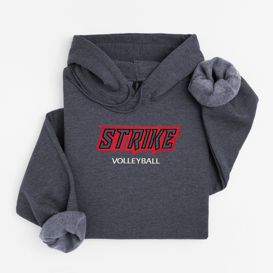 Strike Volleyball Club Hoodie – Black and Red Embroidered